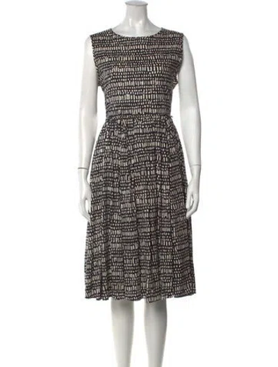 Pre-owned S Max Mara Printed Midi Length Dress In Black