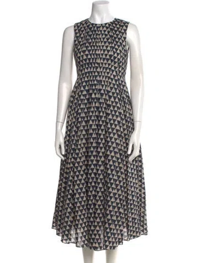 Pre-owned 's Max Mara Printed Midi Length Dress In Blue
