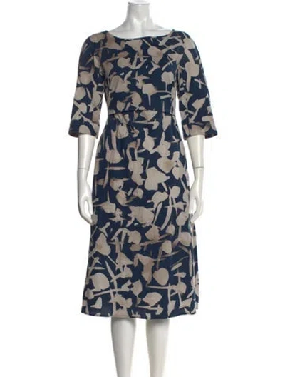 Pre-owned 's Max Mara Printed Midi Length Dress In Blue