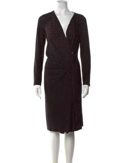 Pre-owned S Max Mara Printed Midi Length Dress In Brown