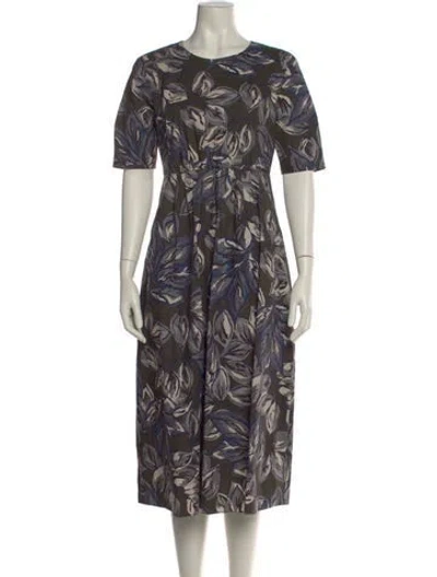 Pre-owned 's Max Mara Printed Midi Length Dress In Green