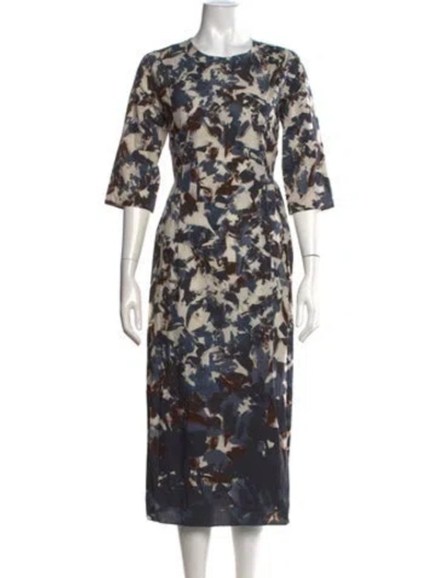Pre-owned S Max Mara Printed Midi Length Dress In Neutrals