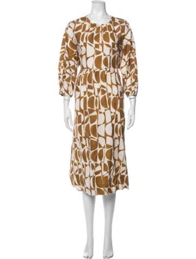 Pre-owned S Max Mara Printed Midi Length Dress In Neutrals