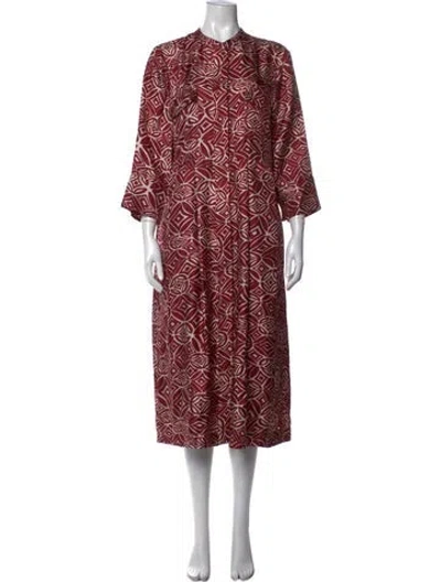 Pre-owned S Max Mara Printed Midi Length Dress In Red