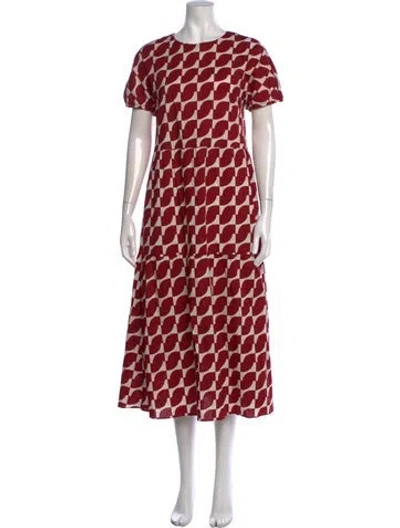 Pre-owned S Max Mara Printed Midi Length Dress In Red