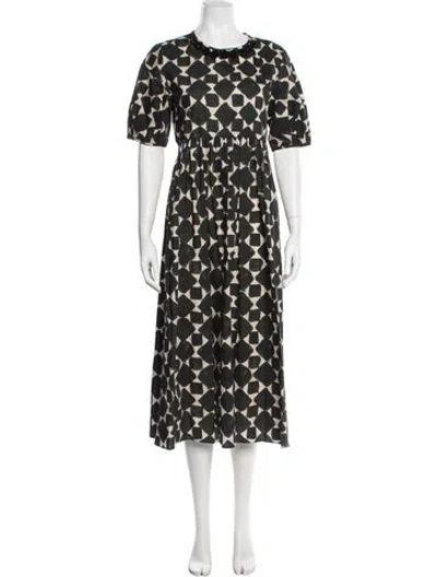 Pre-owned S Max Mara Printed Midi Length Dress W/ Tags In Black