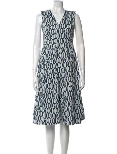 Pre-owned 's Max Mara Printed Midi Length Dress In White