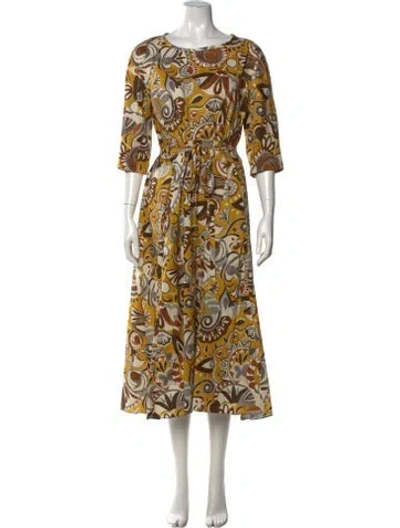 Pre-owned S Max Mara Printed Midi Length Dress In Yellow