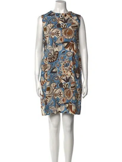 Pre-owned 's Max Mara Printed Mini Dress In Blue