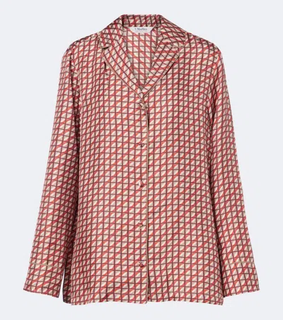 S Max Mara Printed Silk Twill Pajama Shirt In Pink