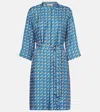 S Max Mara Printed Silk Twill Tunic In Blue