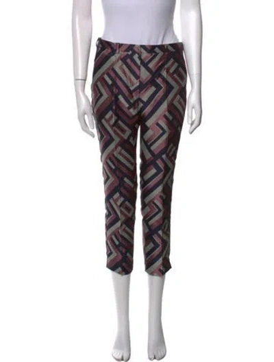 Pre-owned 's Max Mara Printed Straight Leg Pants W/ Tags In Purple