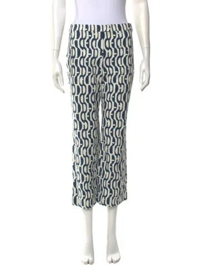 Pre-owned 's Max Mara Printed Wide Leg Pants In Blue/white