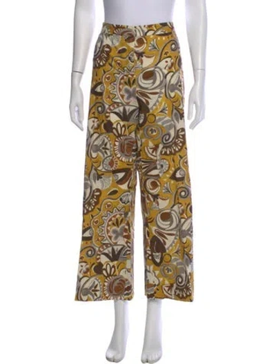 Pre-owned 's Max Mara Printed Wide Leg Pants In Yellow