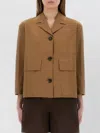 S Max Mara Priscilla Jacket Notched Lapel Design In Brown