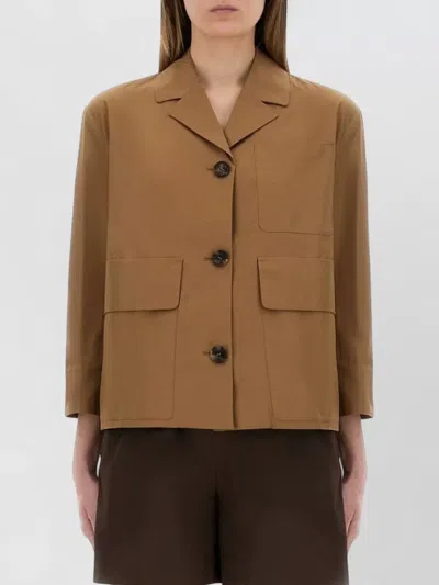 S Max Mara Priscilla Jacket Notched Lapel Design In Brown