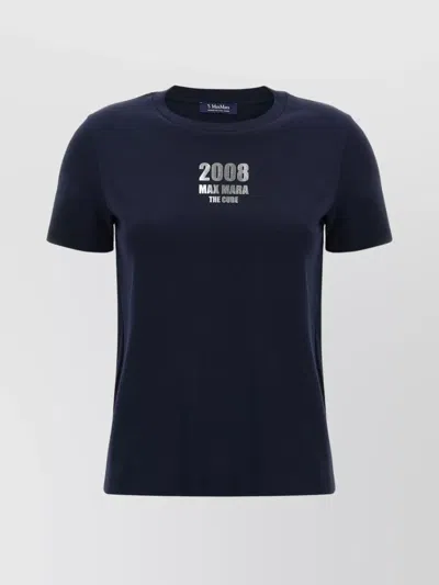S Max Mara Quiet Graphic Print Crew Neck T-shirt In Blue
