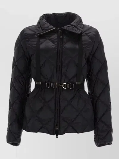 S Max Mara Quilted Belted Parka Coat In Black