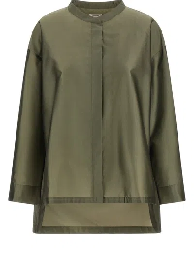 S Max Mara Racconto Shirt Long Sleeves High Low Hem In Green