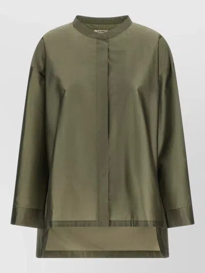 S Max Mara Racconto Shirt Long Sleeves High Low Hem In Green