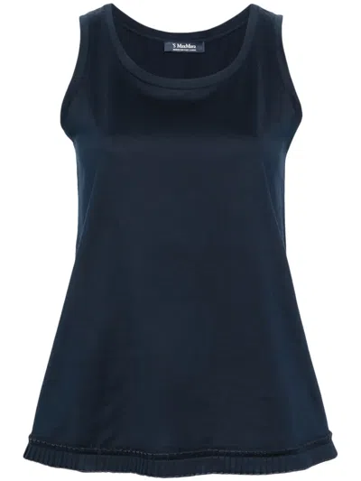 S Max Mara Monogram-embroidered Top In Blue
