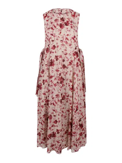 S Max Mara Ramie Canvas Dress With Side Ties In Pink