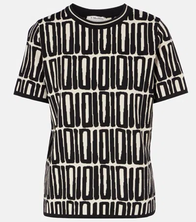 S Max Mara Ramo Printed Cotton Top In Black