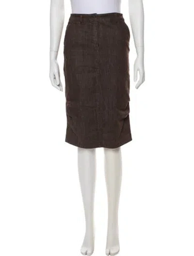 Pre-owned 's Max Mara Raw-edge Trim Knee-length Skirt In Brown