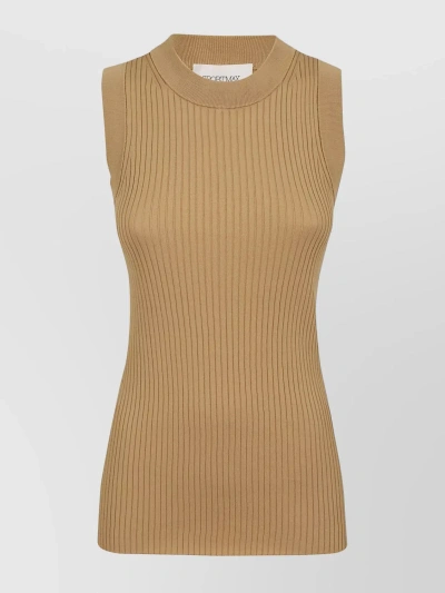 's Max Mara Ribbed Knit Sleeveless Crew Neck Top In Brown