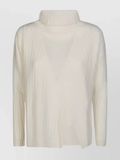 's Max Mara Ribbed Turtleneck Knitwear Long Sleeves In White