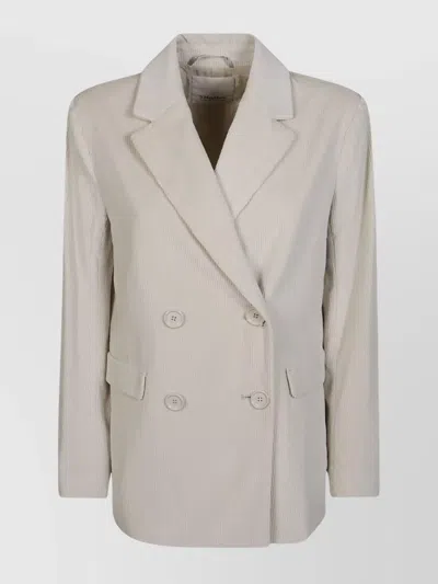 's Max Mara Ribbed Velvet Jacket Striped Lapels In Neutral