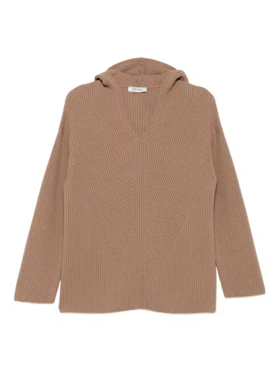 S Max Mara Ribbed Wool Sweatshirt In Brown