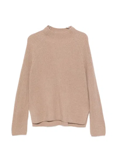 S Max Mara Ribbed-knit High-neck Sweater In Neutral
