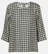 S Max Mara Ribes Checked Silk Top In White
