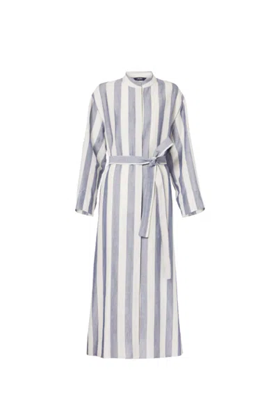 S Max Mara Rima Striped Ramie And Cotton Midi Dress In White