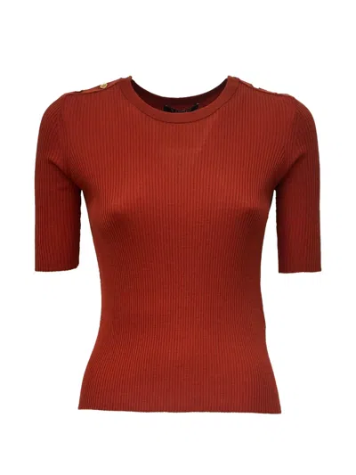 S Max Mara Riviera Button-detail Sweater In Burgundy