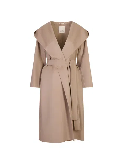 S Max Mara Romolo Belted Hooded Coat In Brown