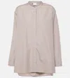 S Max Mara Rondine Striped Cotton Collarless Shirt In Brown