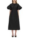 S Max Mara Dress With Puff Sleeves And Embellished Belt In Black
