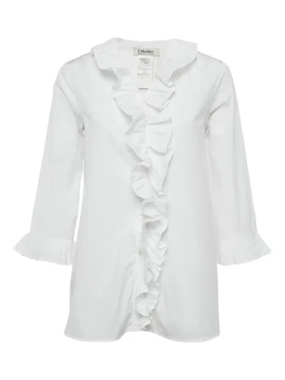 Pre-owned 's Max Mara Ruffle Buttoned Shirt In White