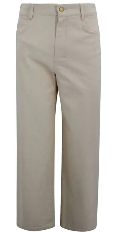 S Max Mara Ecru Cotton Trousers In Neutral