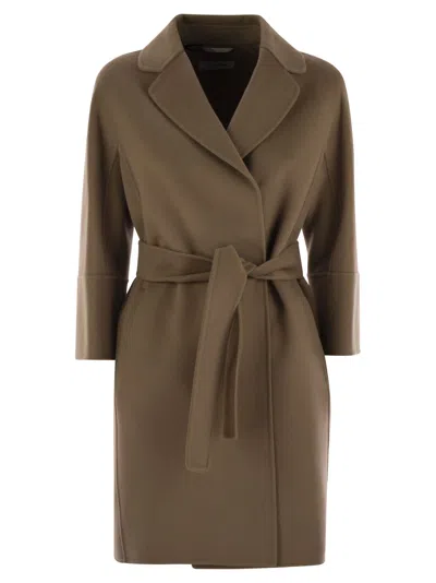 's Max Mara Arona Belted Wool Coat In Brown