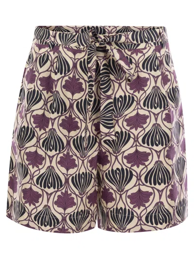 's Max Mara S Maxmara Metello - Printed Silk Fluid Short Trousers In Purple