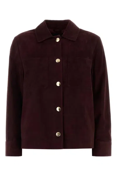 S Max Mara Suede Blouson Jacket In Burgundy