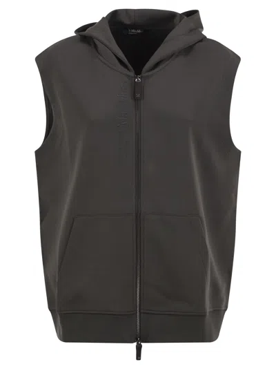 S Max Mara S Maxmara Smmballo Hooded Cotton Blend Jersey Gilet In Anthracite