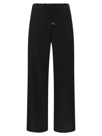 S Max Mara S Maxmara Smmfloria Virgin Wool Stretch Trousers With Drawstring Waist In Black