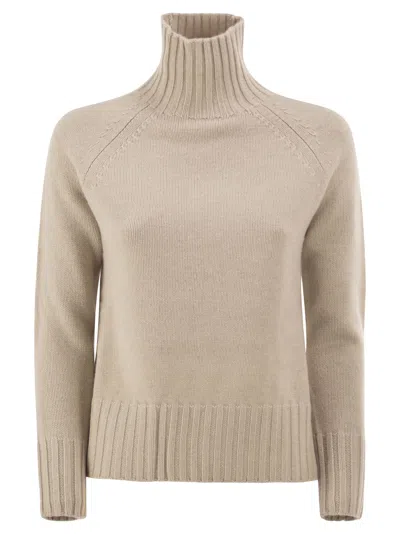 S Max Mara S Maxmara Smmmantova Turtleneck In Wool And Cashmere Yarn In Light Beige