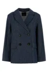 S Max Mara Double-breasted Cotton Blazer In Blue