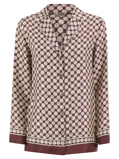 S Max Mara S Maxmara Stmmambo Pure Silk Printed Shirt In Bordeaux