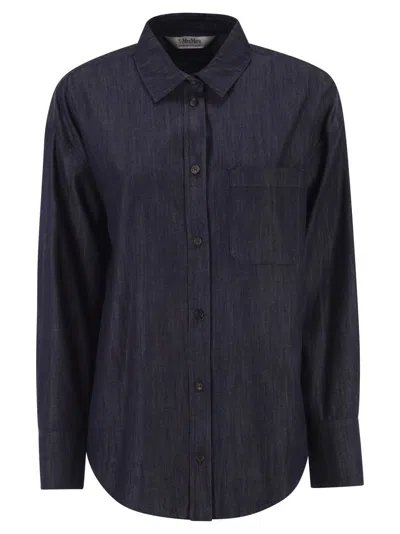 's Max Mara S Max Mara Stmnora - Lightweight Denim Shirt With Jewelled Detail In Black